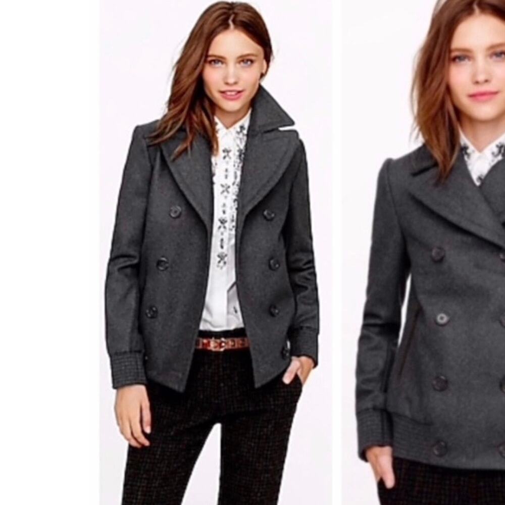 J. Crew Bomber Pea Coat Gray Double Breasted Jacket